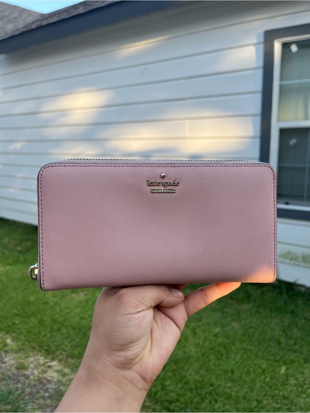 kate spade Dusty Pink Zip-Around Saffiano Wallet